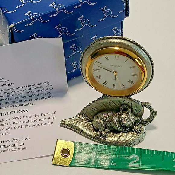 Sleeping Baby Koala Australian Pewter Souvenir Clock Oz Pewter - Picture 5 of 5